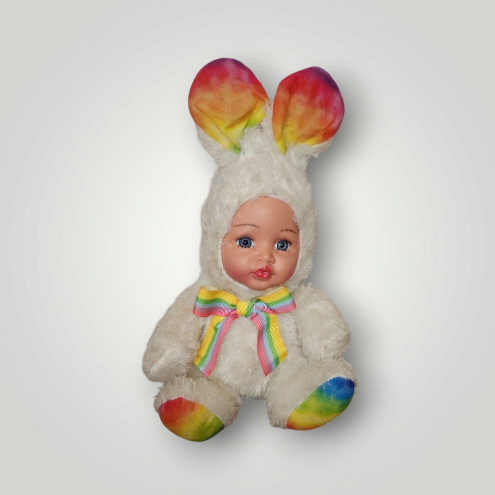 Rainbow Baby Face Easter Bunny Plush Megatoys